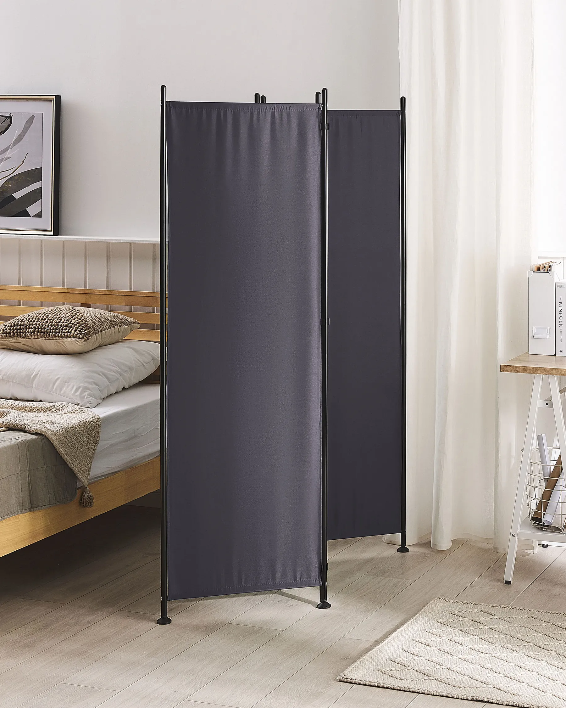 3 Panel Room Divider NARNI 160 cm 170 cm Grey_802721