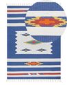 Alfombra kilim de algodón azul/blanco/rojo 140 x 200 cm VARSER_869479