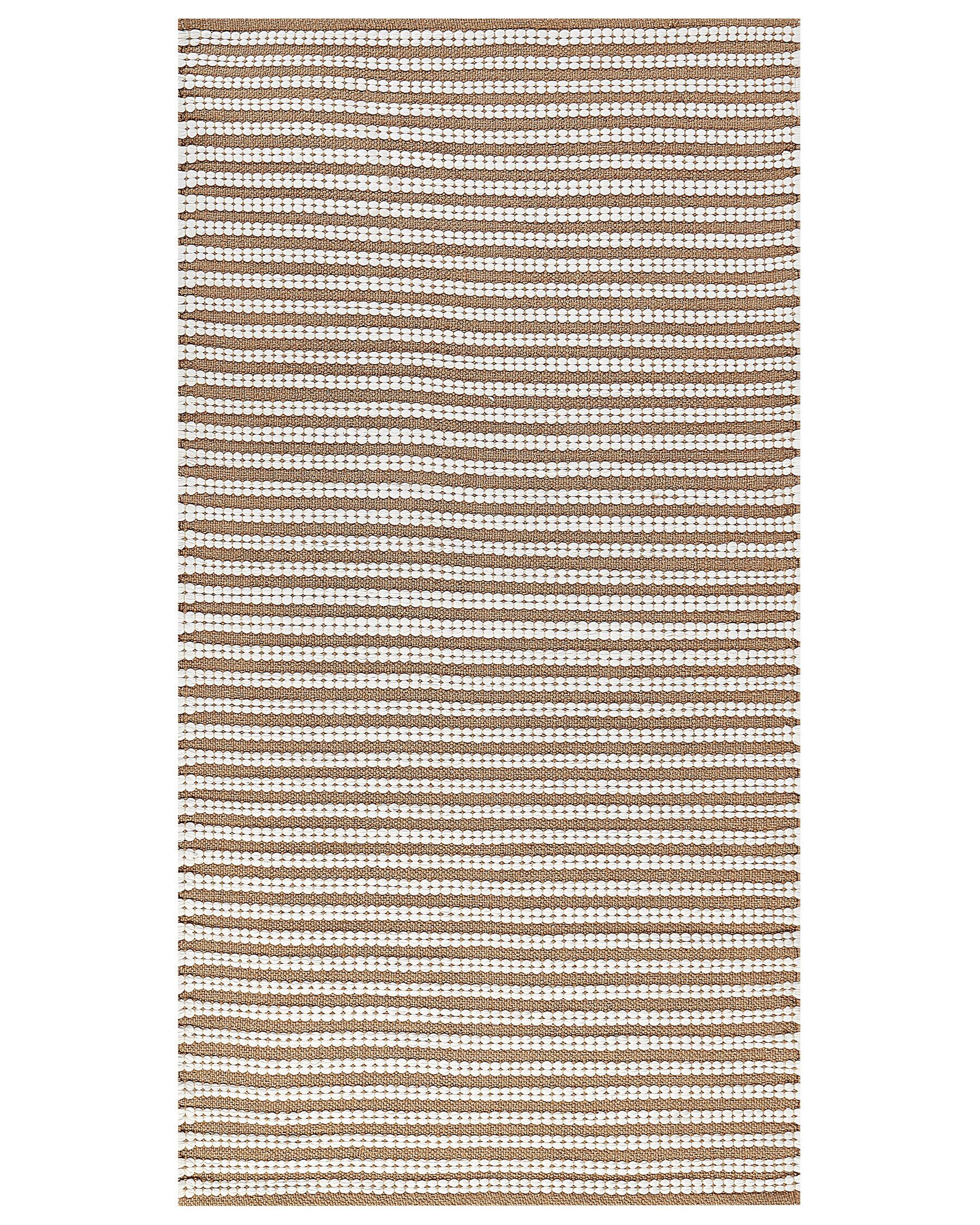 Tappeto cotone bianco e marrone 80 x 150 cm SOFULU_842835