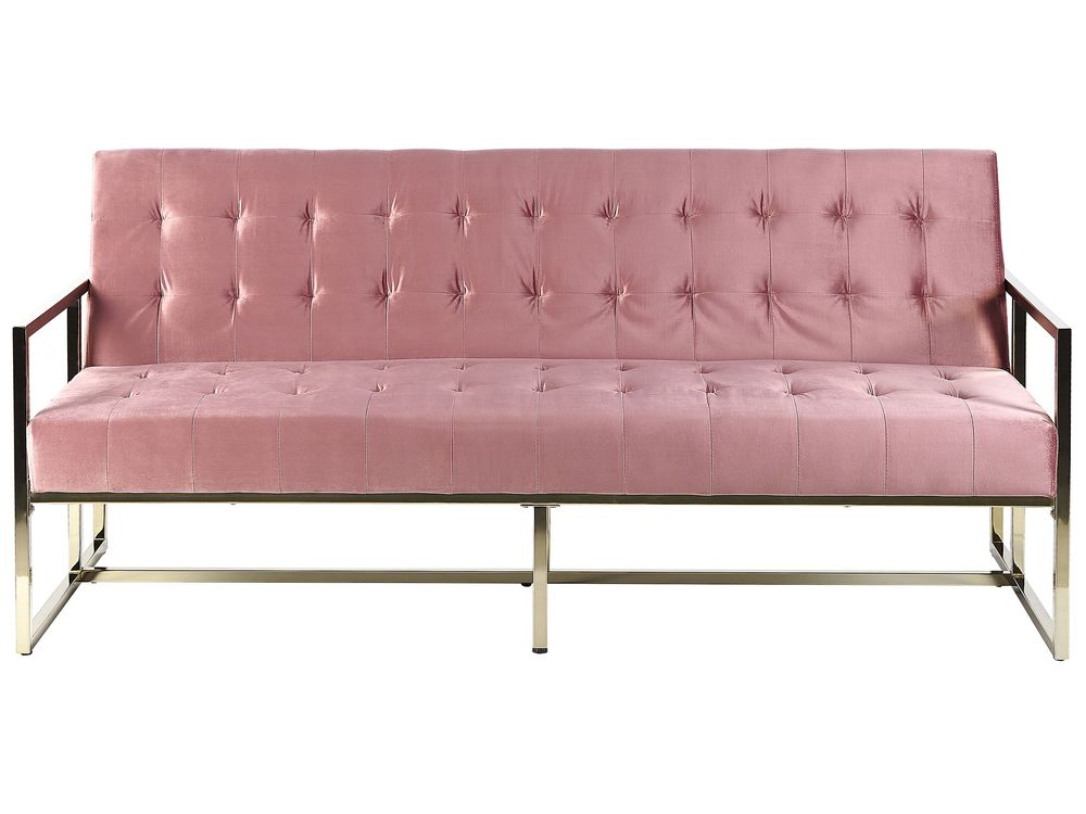 Sofa Bed 3 Seater MARSTAL Velvet Pink