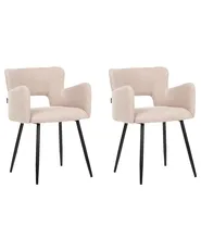 Set of 2 Dining Chairs SANILAC Boucle Beige_947068