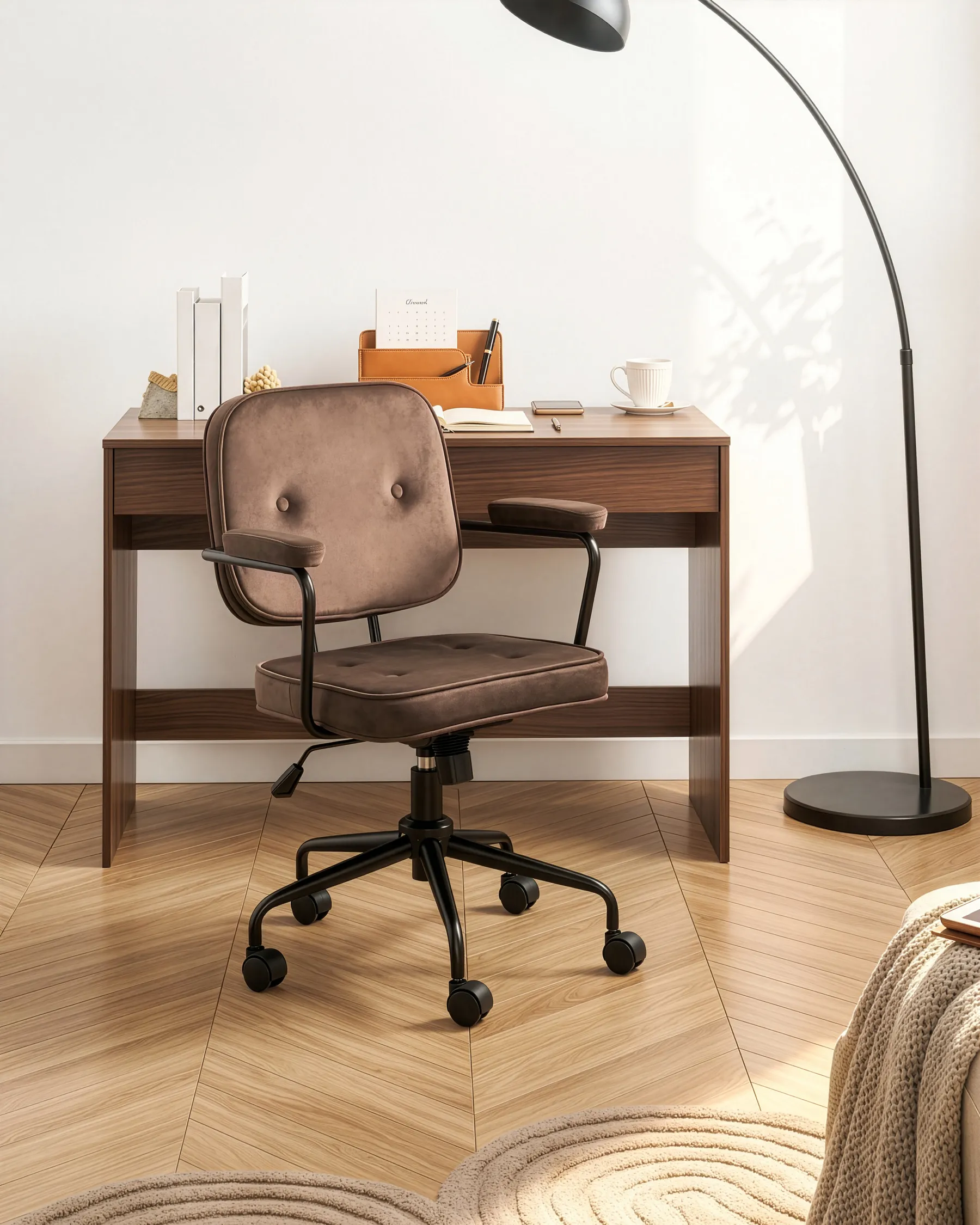 Desk Chair PAWNEE Velvet Brown_1057396