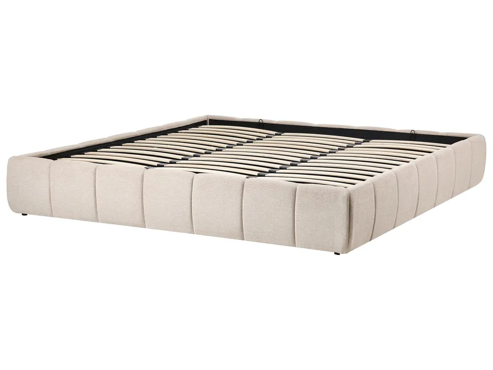 Ottoman Bed without Headboard GENAS Fabric Light Beige 180 x 200 cm (EU Super King)_1070162