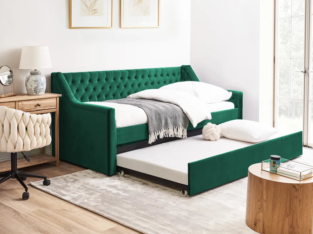 Letto estraibile Velluto MONTARGIS 90 x 200 cm Verde smeraldo