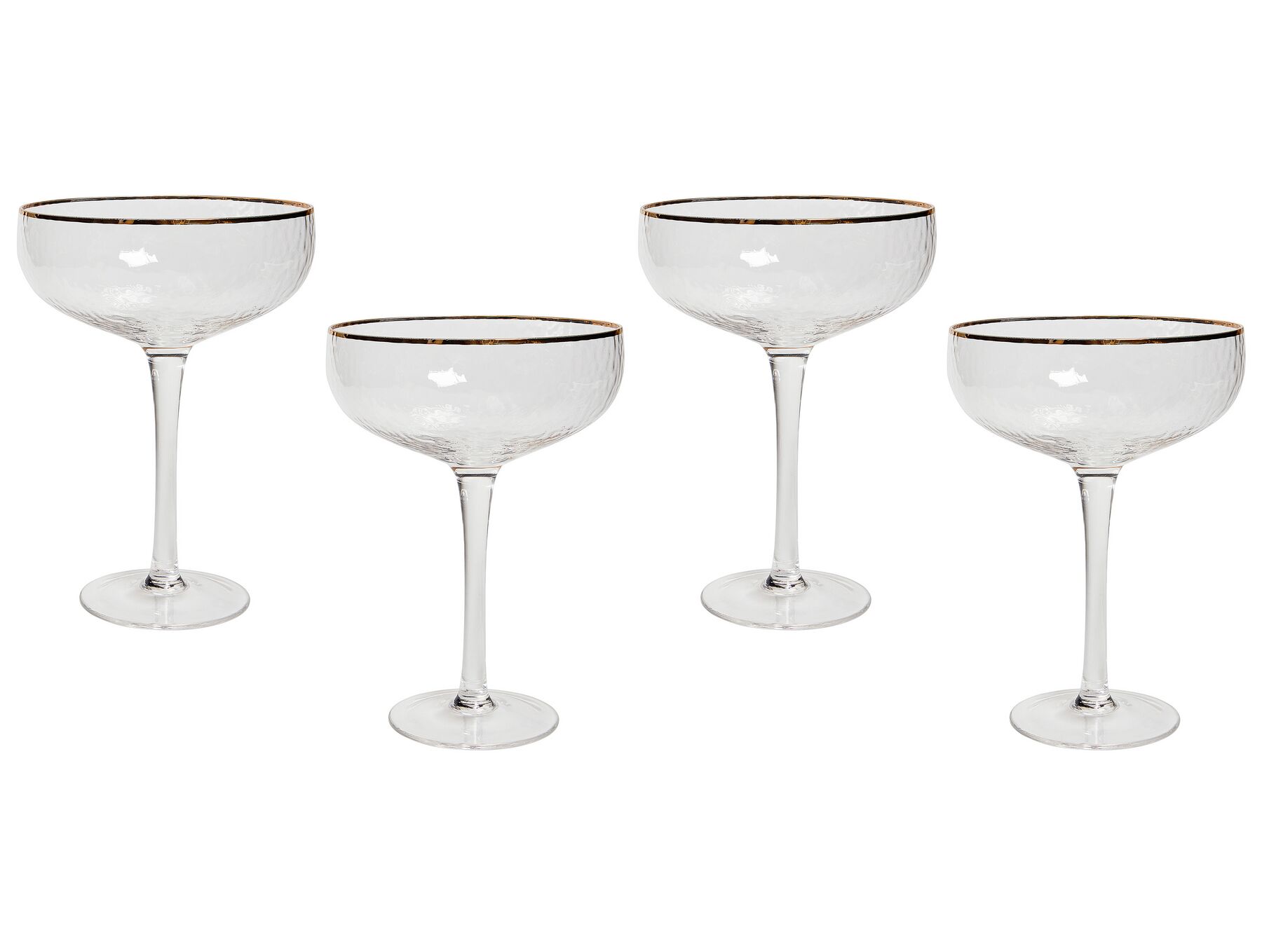 Conjunto de 4 taças de champanhe em vidro transparente e rebordo dourado 450 ml TOPAZ_912974