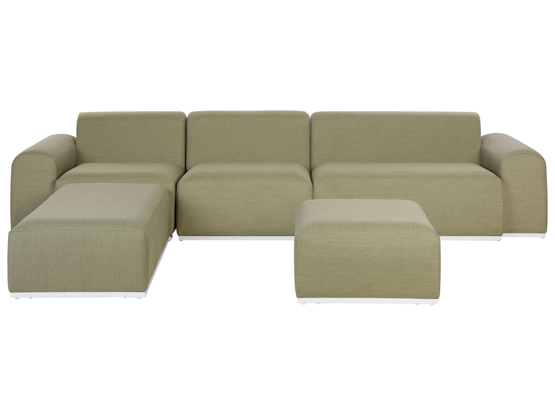 Lounge Set olivgrün 7-Sitzer modular mit 2 Ottomanen BATTIFOLLO_933599