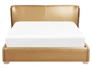 Bed with LED Leather PARIS 160 x 200 cm (EU King Size) LED Gold_749003