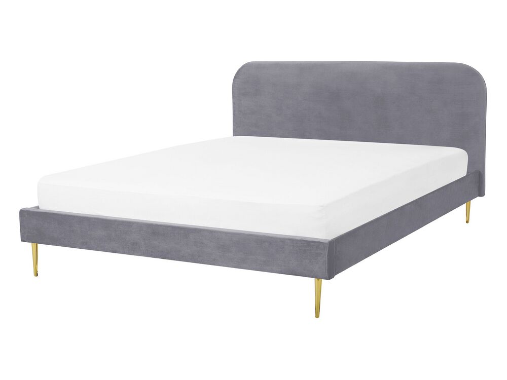 Lit avec sommier Velours FLAYAT 140 x 200 cm Gris
