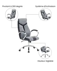 Chaise de bureau FORMULA Cuir PU Gris_1074408