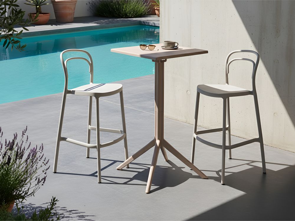 Garden Bar Table LEMNOS 60 cm 60 cm Beige