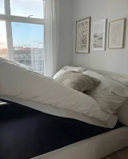 Bett mit Stauraum BAJONNA Samtstoff Cremeweiß 160 x 200 cm_1052747