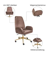 Bürostuhl CLARE Samtstoff Braun_1037291