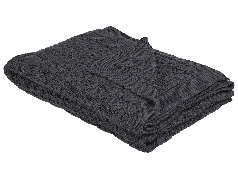 Cotton Blanket 140 x 170 cm Dark Grey FETHIYE Beliani.es