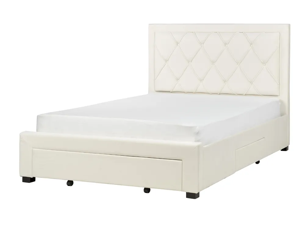 Bed with Storage Drawers LIEVIN Velvet Light Beige 140 x 200 cm (EU Double)_902394