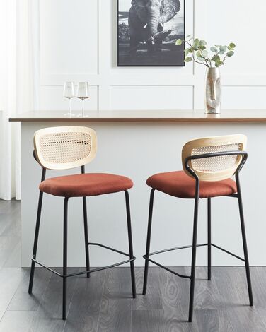 Set of 2 Fabric Bar Chairs Orange MAYETTA