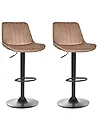 Set of 2 Bar Chairs DUBROVNIK Swivel Velvet Light Brown