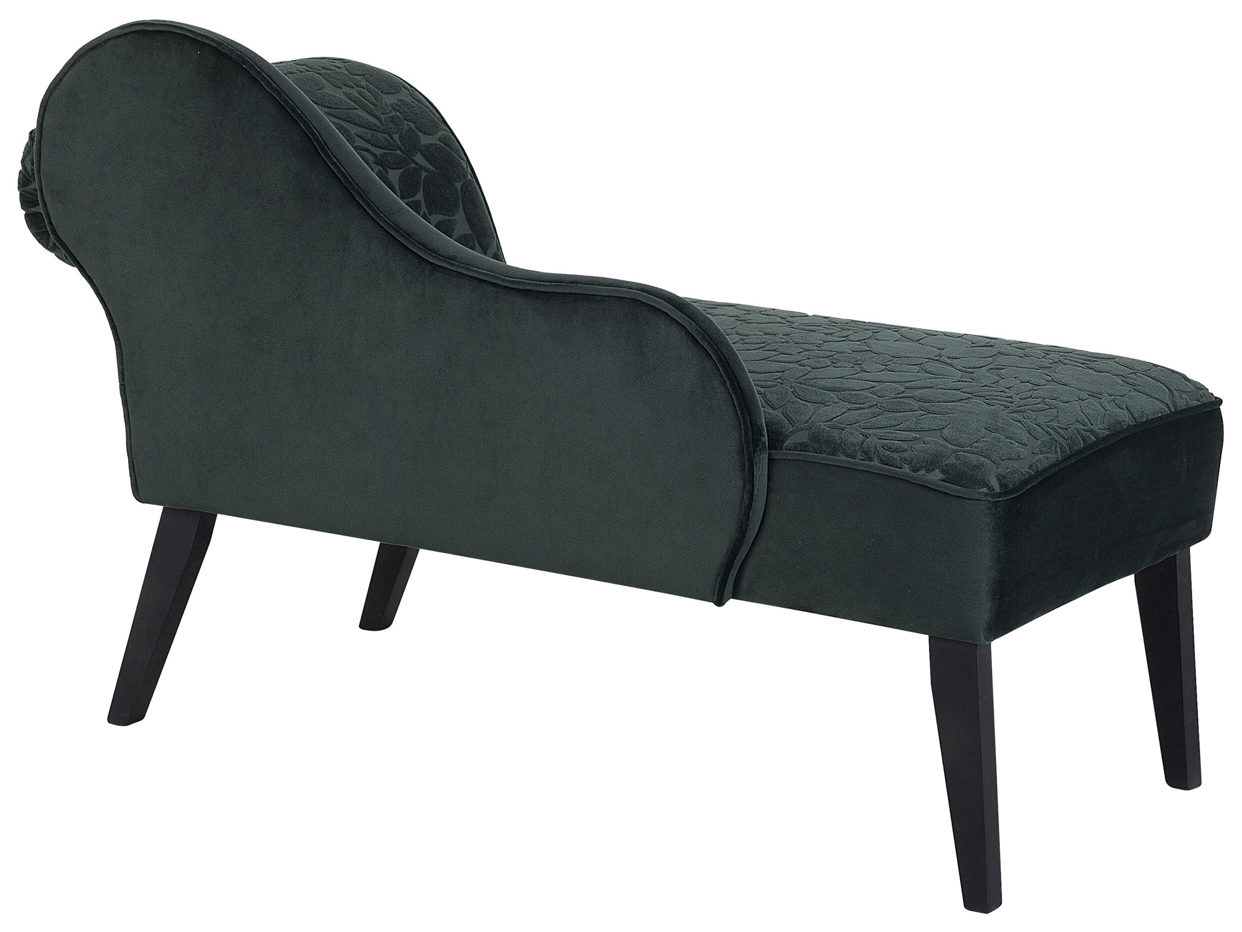 Beliani Chaise Longue Velluto Verde Scuro con Vano | WhichOne Beliani Chaise Longue Velluto Verde Scuro con Vano | WhichOne