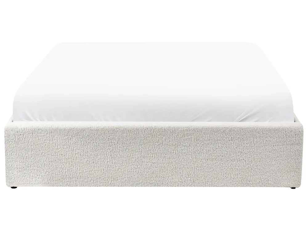 Bett mit Stauraum ohne Kopfteil DINAN Bouclé Cremeweiß 120 x 200 cm_1188204