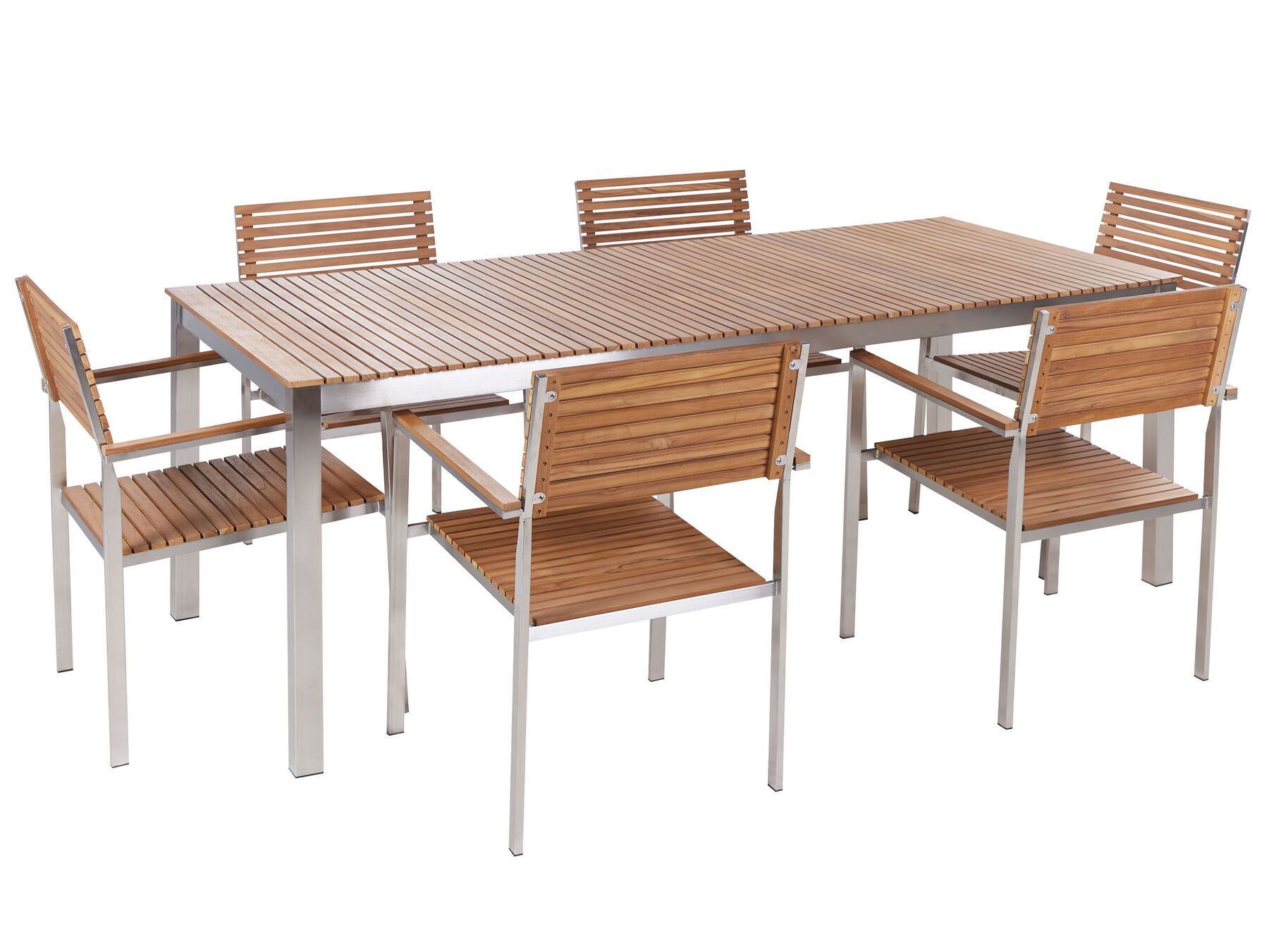 Ensemble table et chaises de jardin 6 places en bois de teck clair certifié VIAREGGIO II_882928