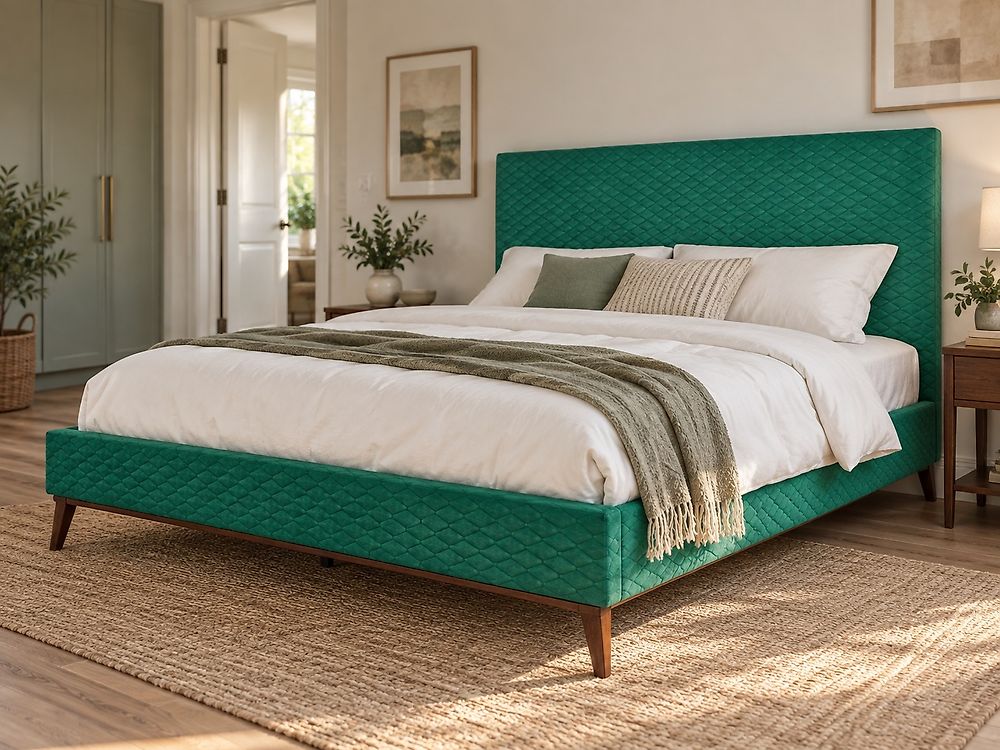 Bed Velvet BAYONNE 160 x 200 cm (EU King Size) Dark Green