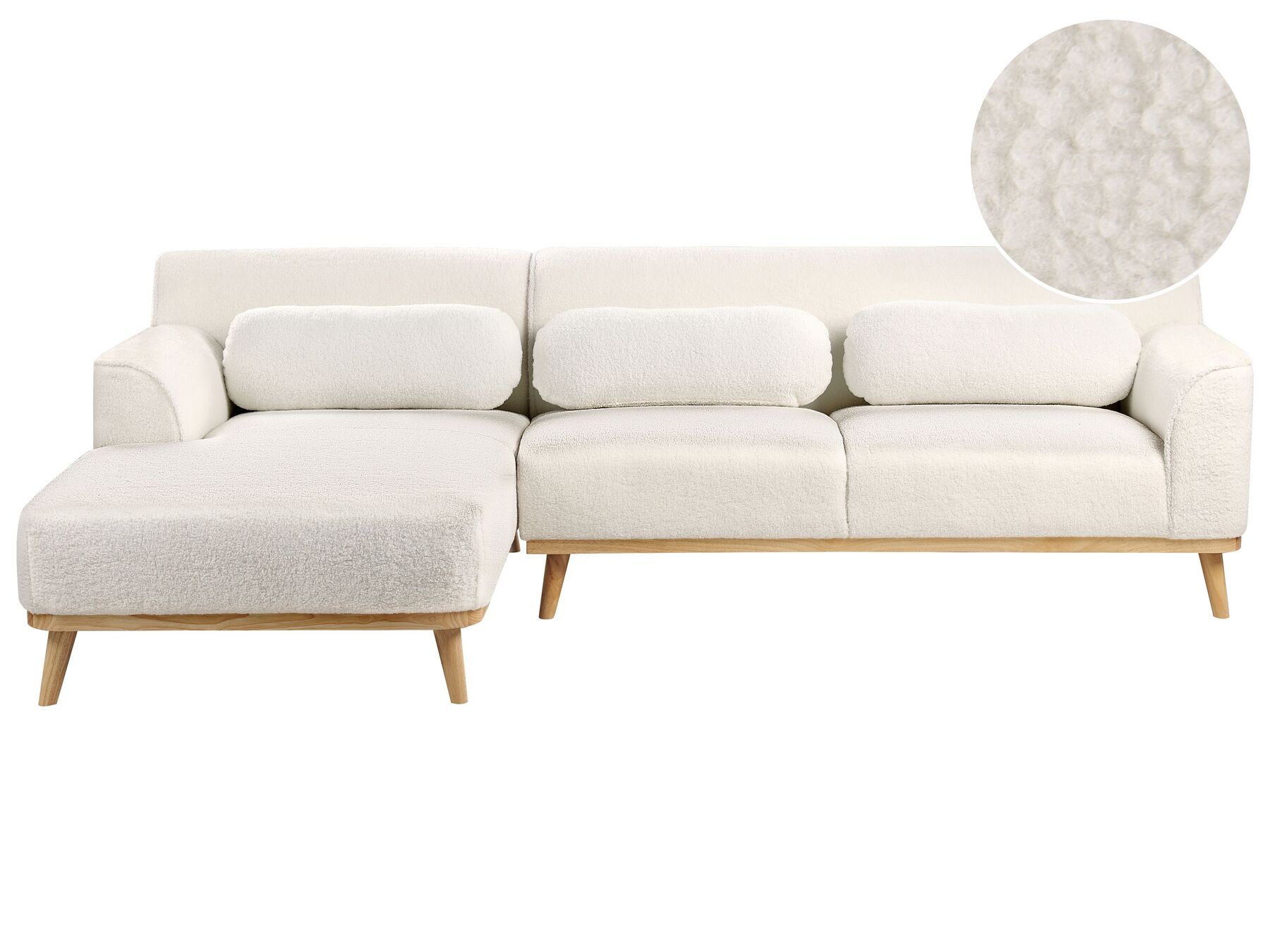 3-Sitzer Ecksofa Bouclé weiß rechtsseitig SIMOS_927960