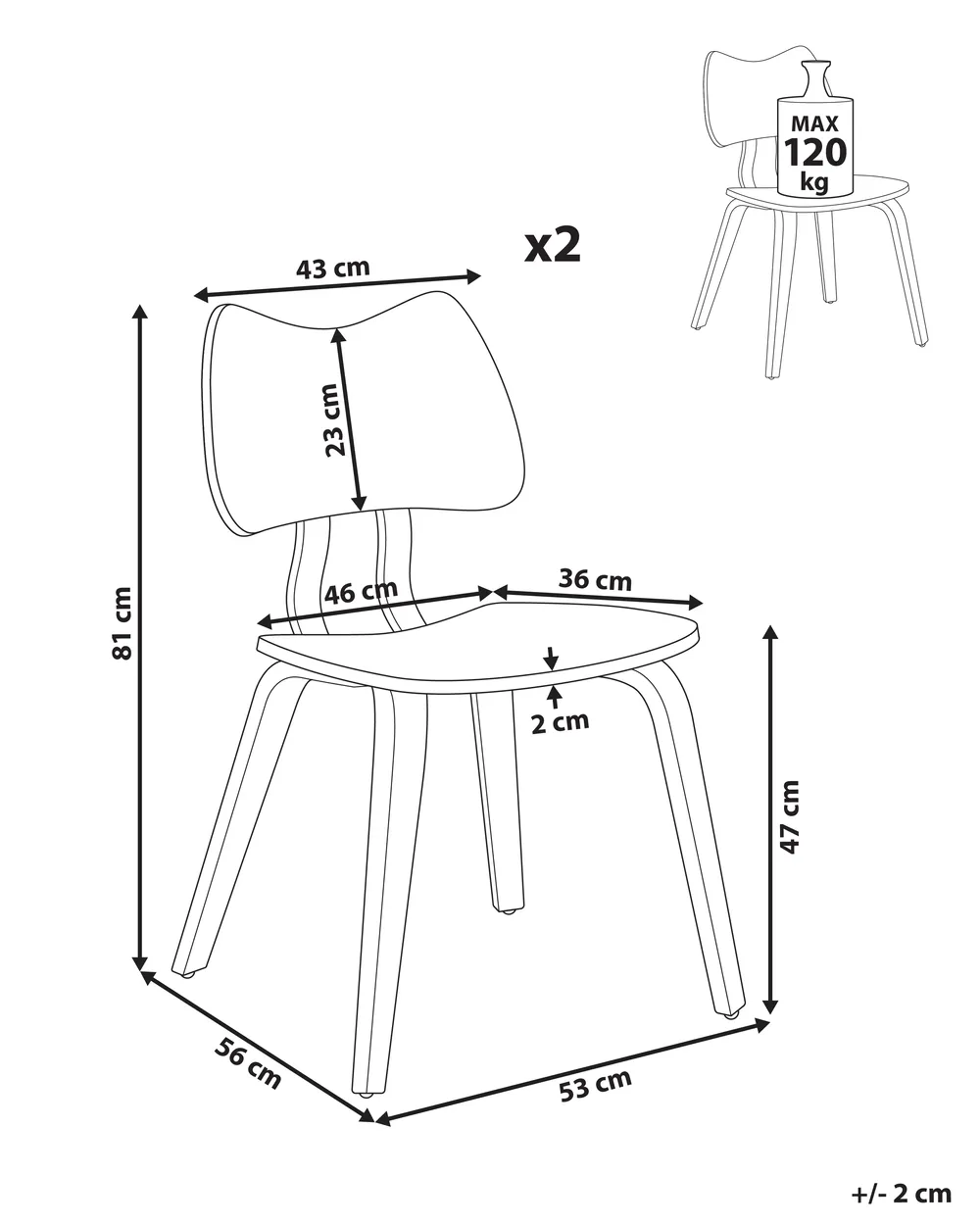Set di 2 sedie da pranzo DIANA Legno Marrone_975955