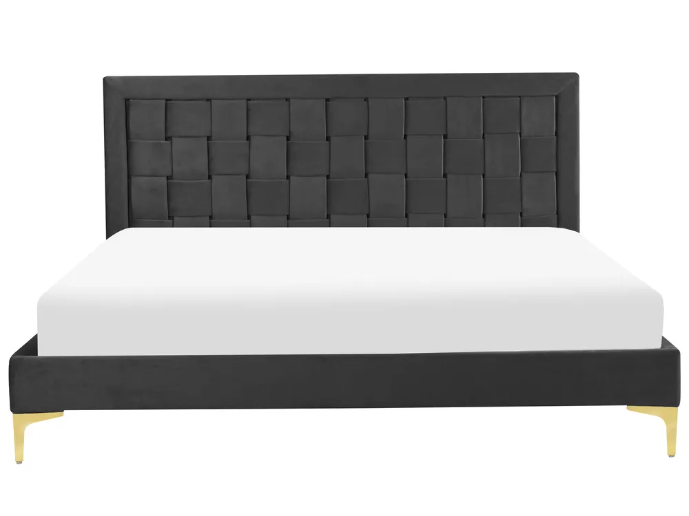 Bett mit Lattenrost Samtstoff LIMOUX 160 x 200 cm Schwarz_867223