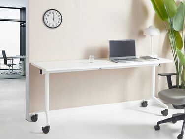 Folding Office Desk with Casters 180 x 60 cm White CAVI