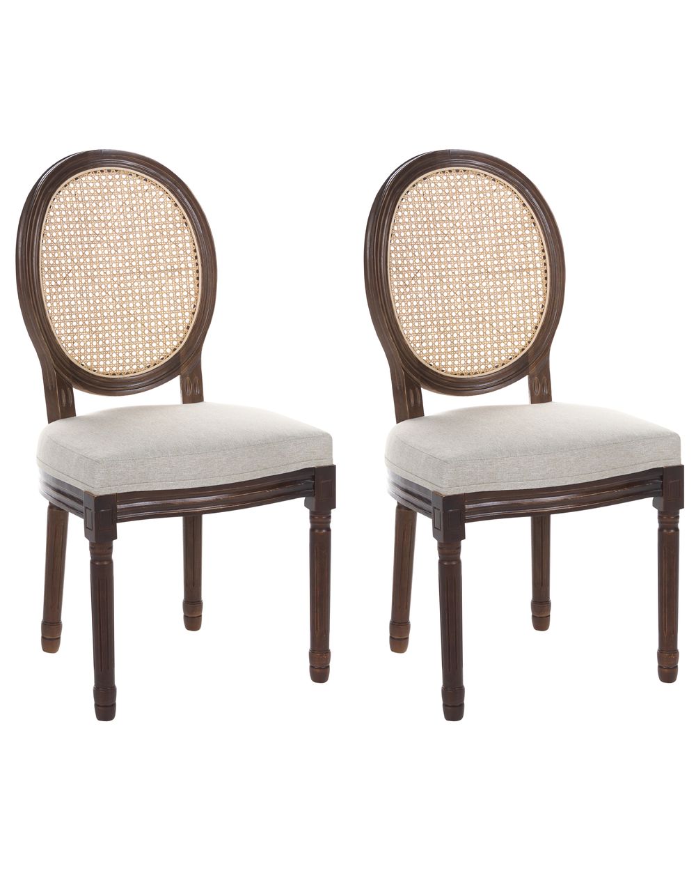 Set van 2 stoelen NIVLOC Hout Donkerbruin/beige