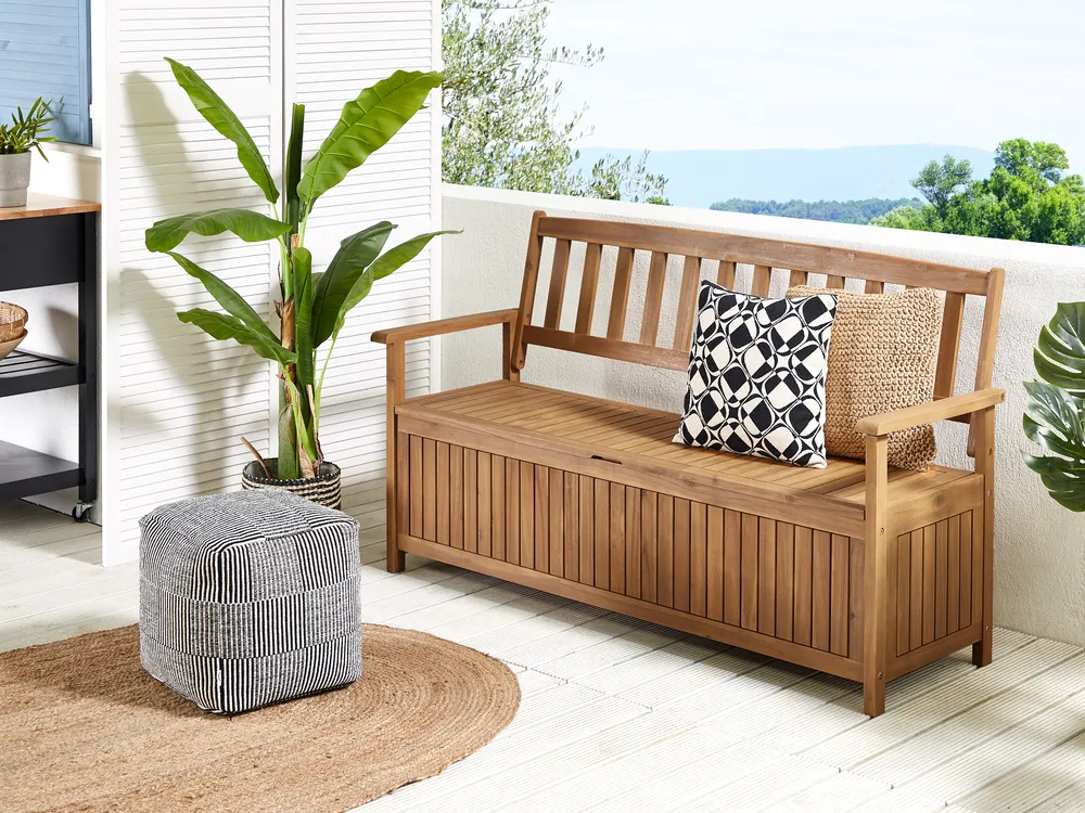 Panchina da giardino SOVANA 160 cm con contenitore Legno d'acacia Marrone
