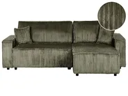 Corner Sofa Bed 3 Seater ABACKA with Storage Corduroy Green Left Hand_959931