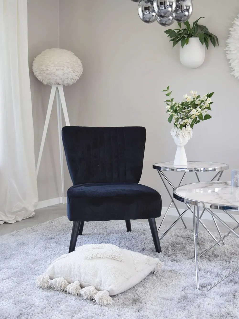 Armchair VAASA Velvet Black_808963