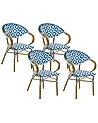 Set of 4 Garden Chairs CASPRI PE Rattan Blue/ White