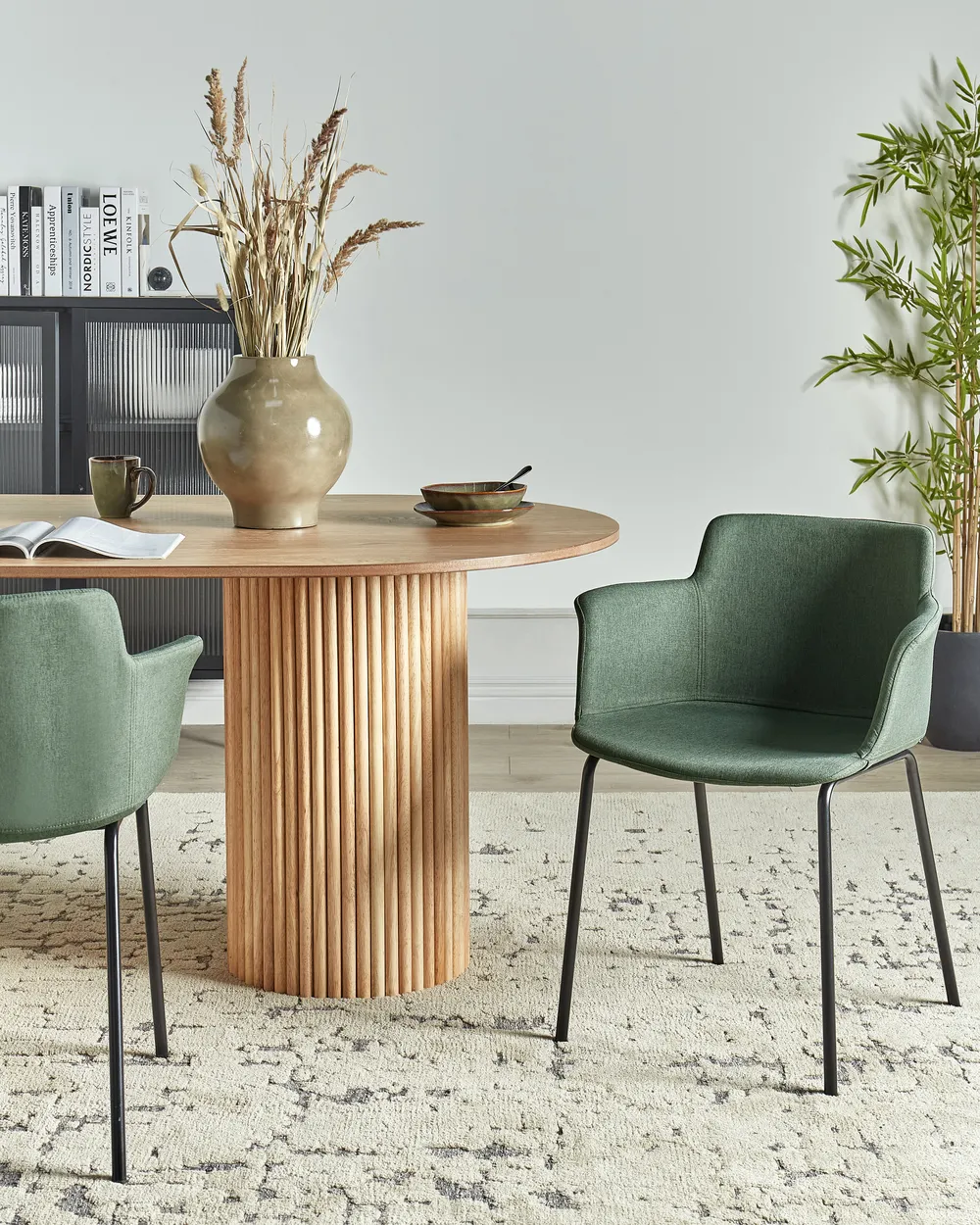 Set of 2 Dining Chairs BELFIELD Fabric Green