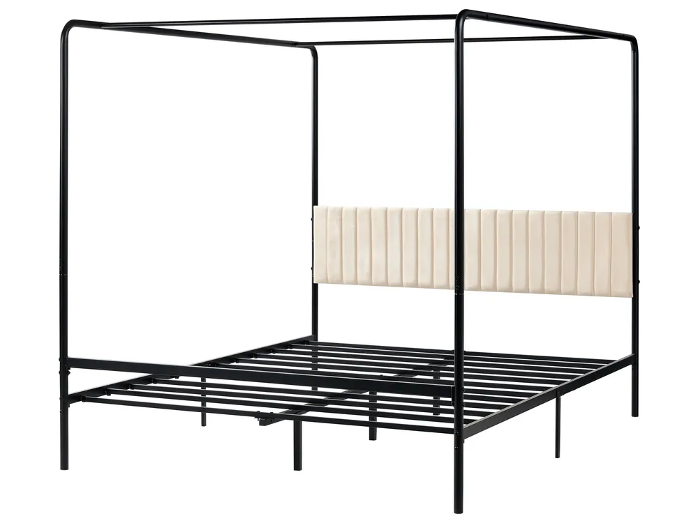 Four Poster Bed Metal MIRABEAU 160 x 200 cm (EU King Size) Black_1033519