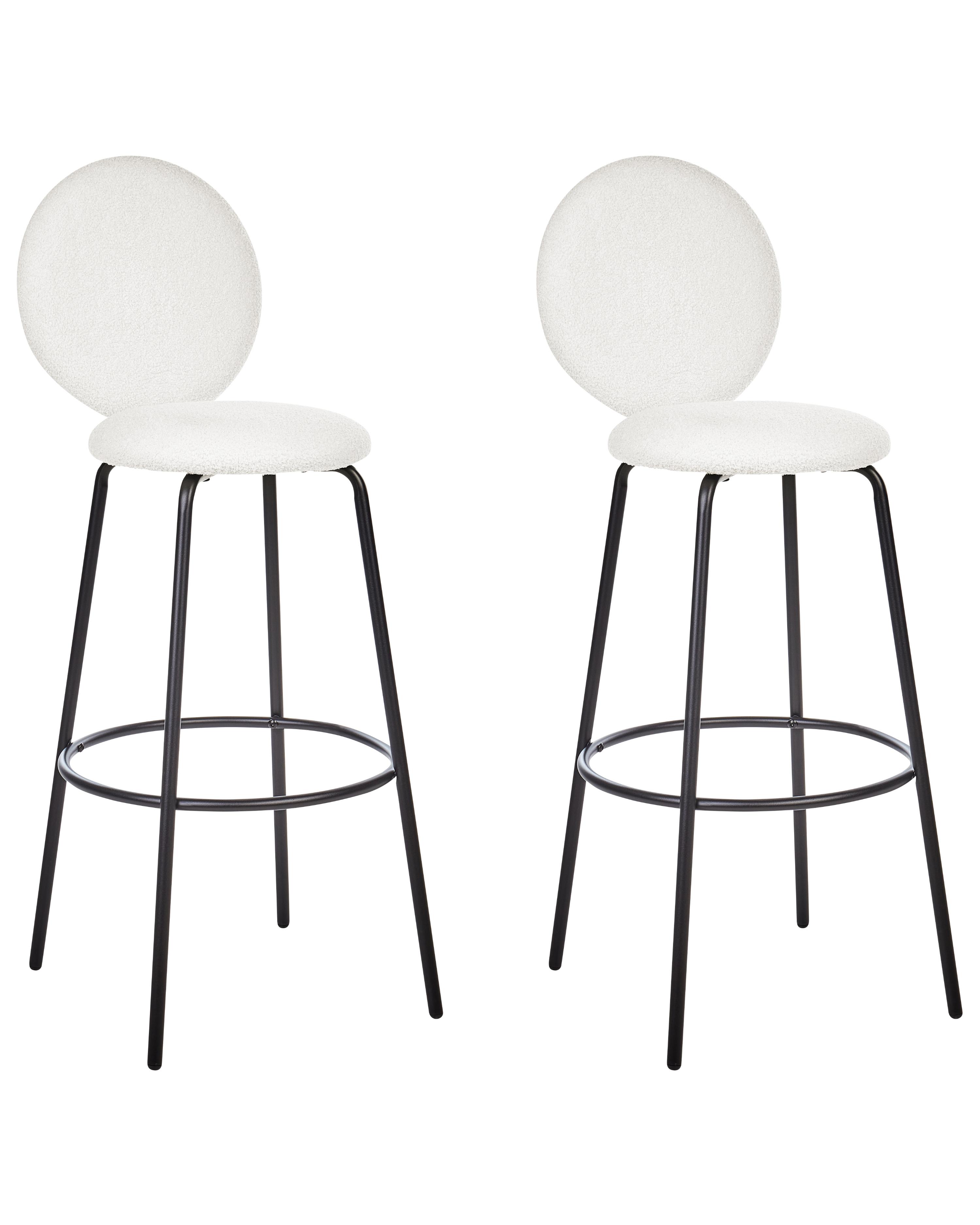 Set of 2 Boucle Bar Chairs White EMERY_913930