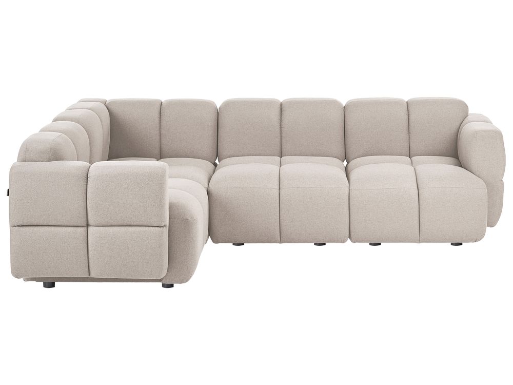 Modular Corner Sofa 4 Seater MAKSABERG Fabric Beige Right Hand