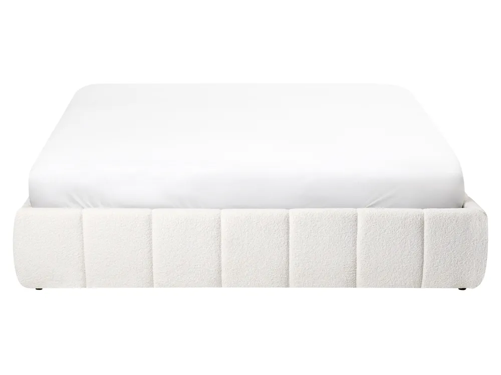 Letto con ottomano senza testata GENAS Bouclé Bianco sporco 160 x 200 cm_1070358
