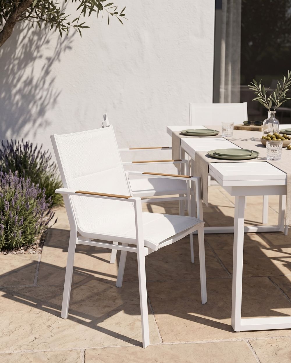 Set of 4 Garden Chairs BUSSETO Metal White