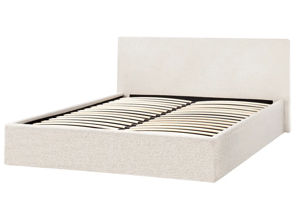 Bett mit Stauraum ORBEY Bouclé Cremeweiß 140 x 200 cm_981709