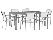 Garden Dining Set 6 Seater GROSSETO Granite Polished Grey/ White_1025591