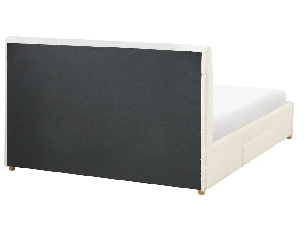Bed with Storage Drawers SOUTRIN Boucle Off-White 160 x 200 cm (EU King Size)_993476