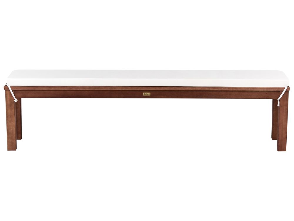 Garden Bench with Cushion MONSANO 170 cm Eucalyptus Wood Off-White