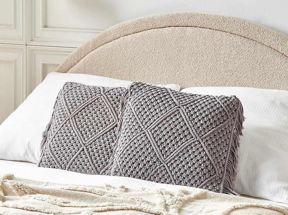 Set of 2 Decorative Cushions BESHAM 45 x 45 cm Cotton Grey Geometric Pattern_1188332