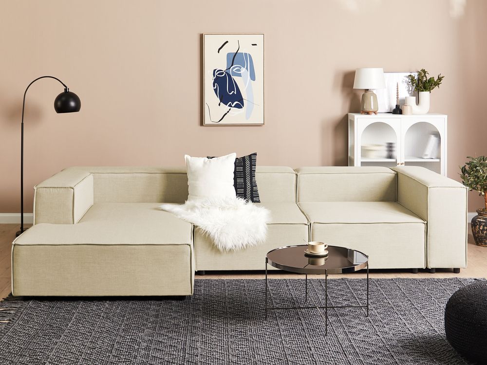 Modular linen sofa discount