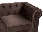 Living Room Set 4 Seater CHESTERFIELD Velvet Dark Brown_1065064