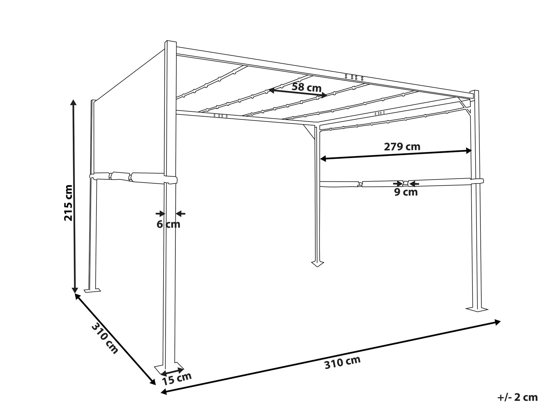 Gazebo LED PARGA 310 cm 310 cm Metallo Beige_827694