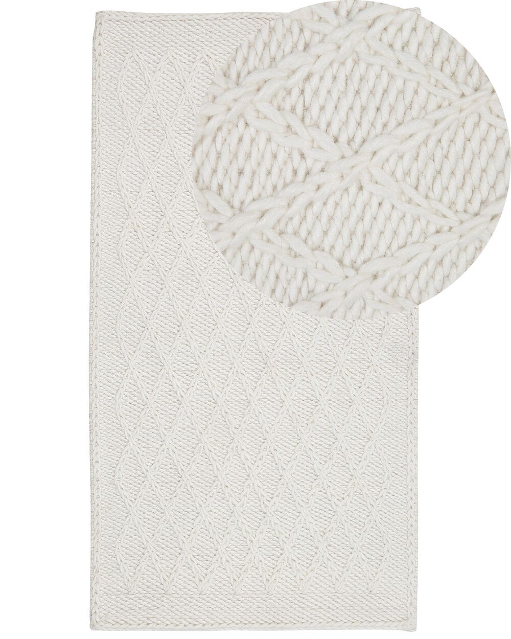 Gulvtæppe ERZIN Cremehvid 80 x 150 cm Uld