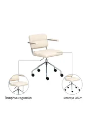 Scaun de birou CANDOR Piele ecologică Alb-murdar_1071316