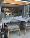 6 Seater Concrete Garden Dining Set with Chairs White with Beige OLBIA_932286